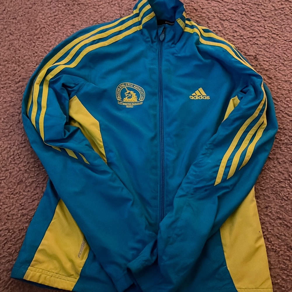 Lime green/blue wind breaker jacket